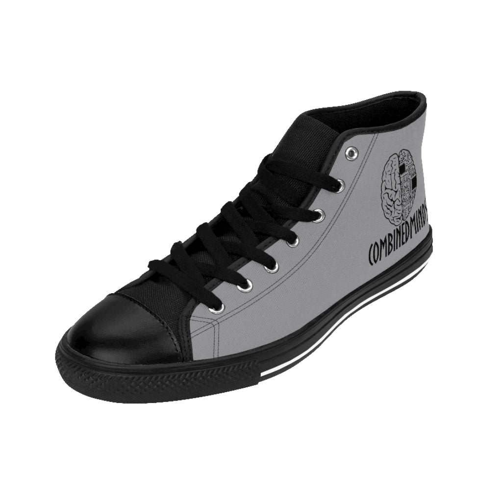 CombinedMinds Men's High-top Sneakers- Grey Black Logo