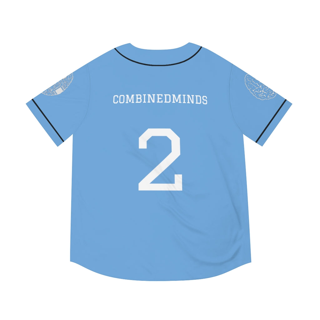 CombinedMinds Men's Baseball Jersey - White Logo Light Blue