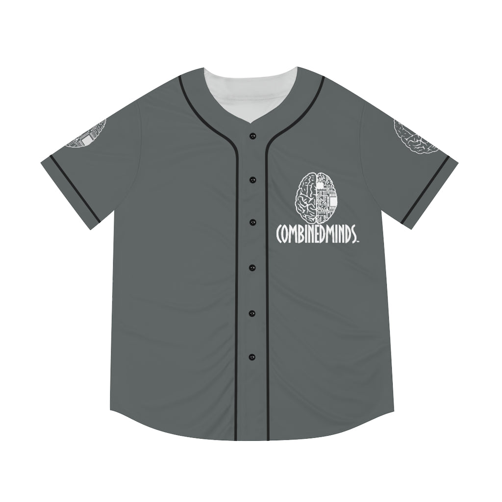 CombinedMinds Men's Baseball Jersey - White Logo Dark Grey