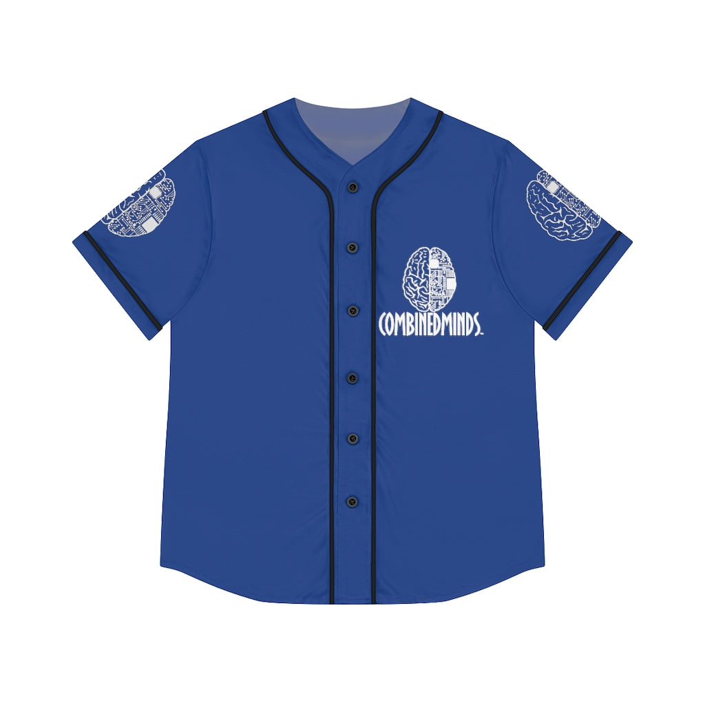 CombinedMinds Women's Baseball Jersey - White Logo Royal Blue