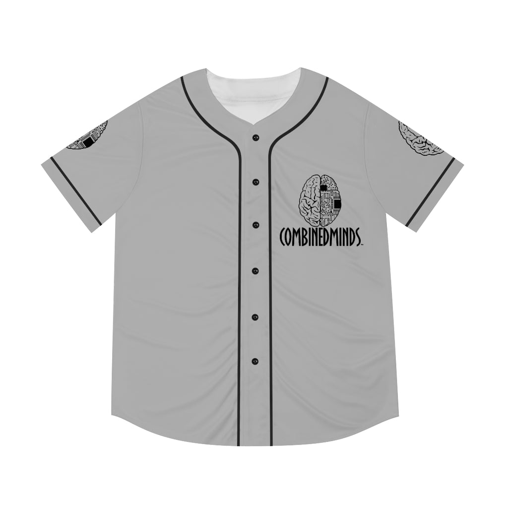 CombinedMinds Men's Baseball Jersey - Black Logo Light Grey