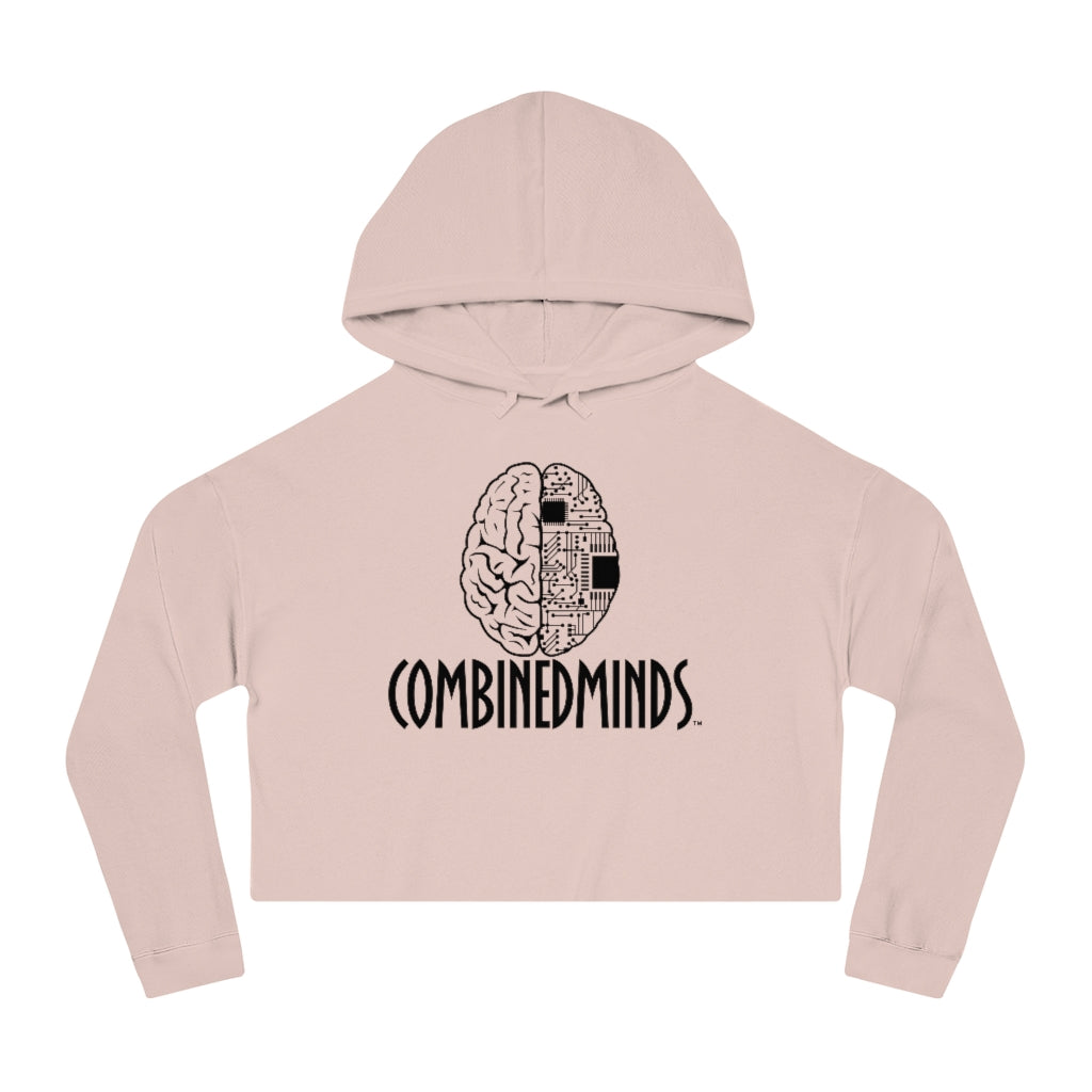CombinedMinds Women's Cropped Hooded Sweatshirt - Black Logo