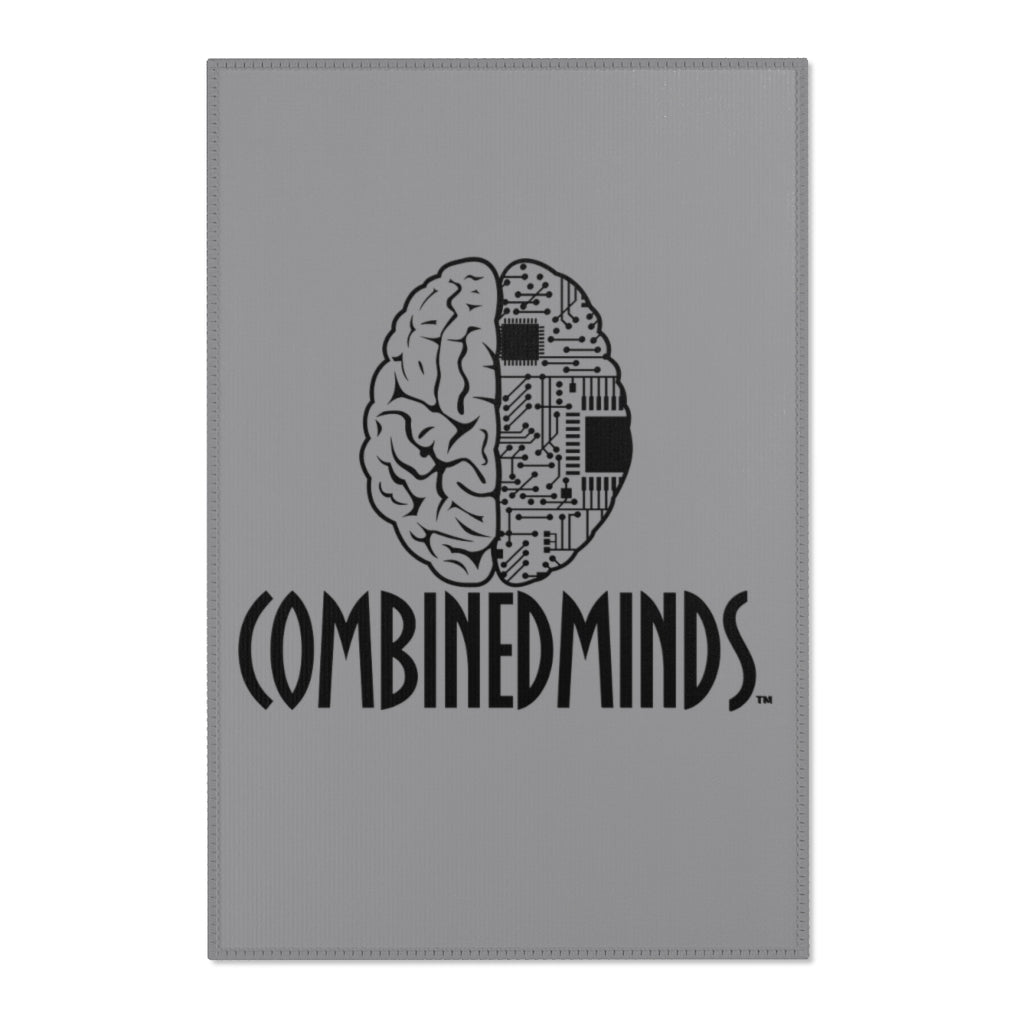 CombinedMinds Area Rugs - Black Logo Grey