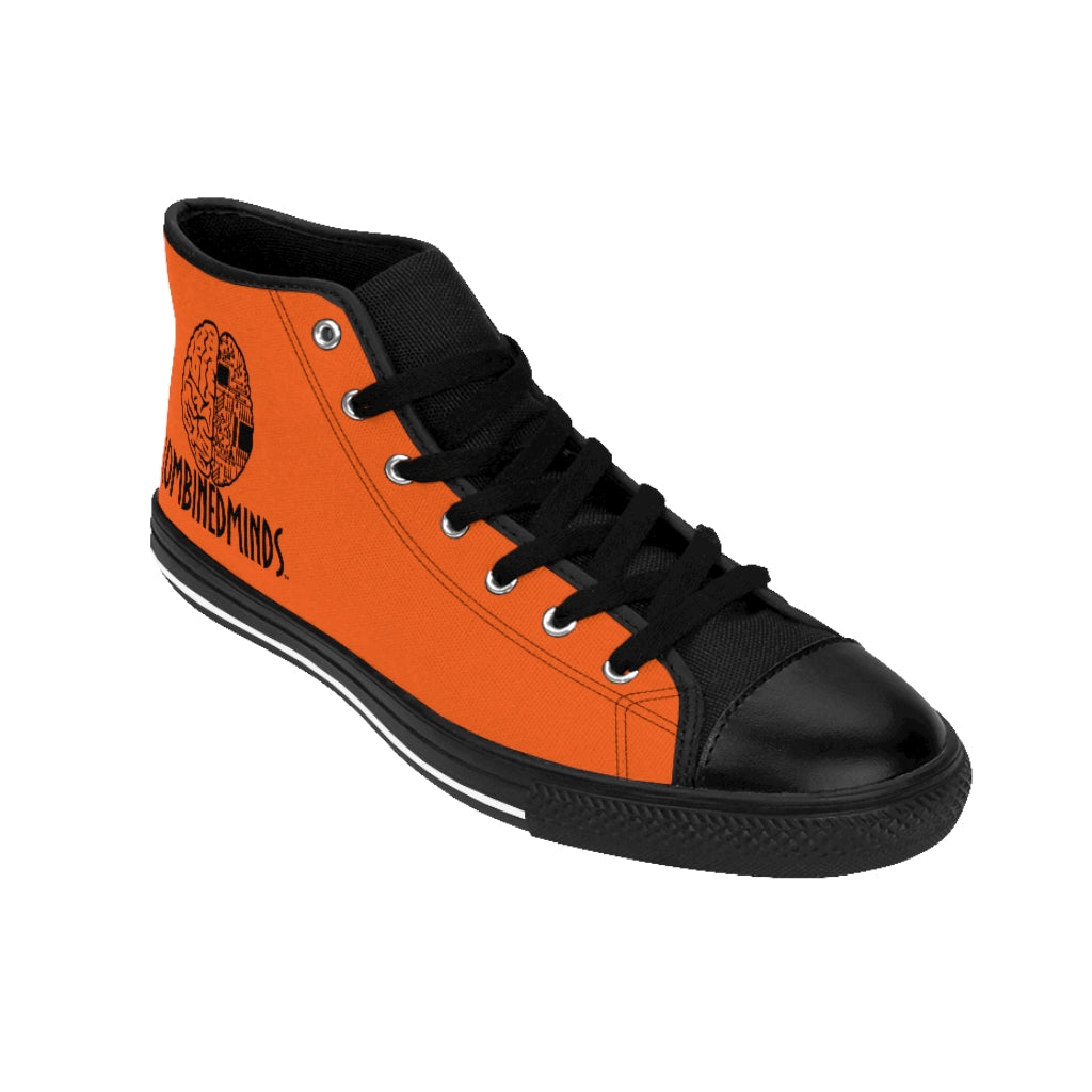 CombinedMinds Men's High-top Sneakers- Orange Black Logo
