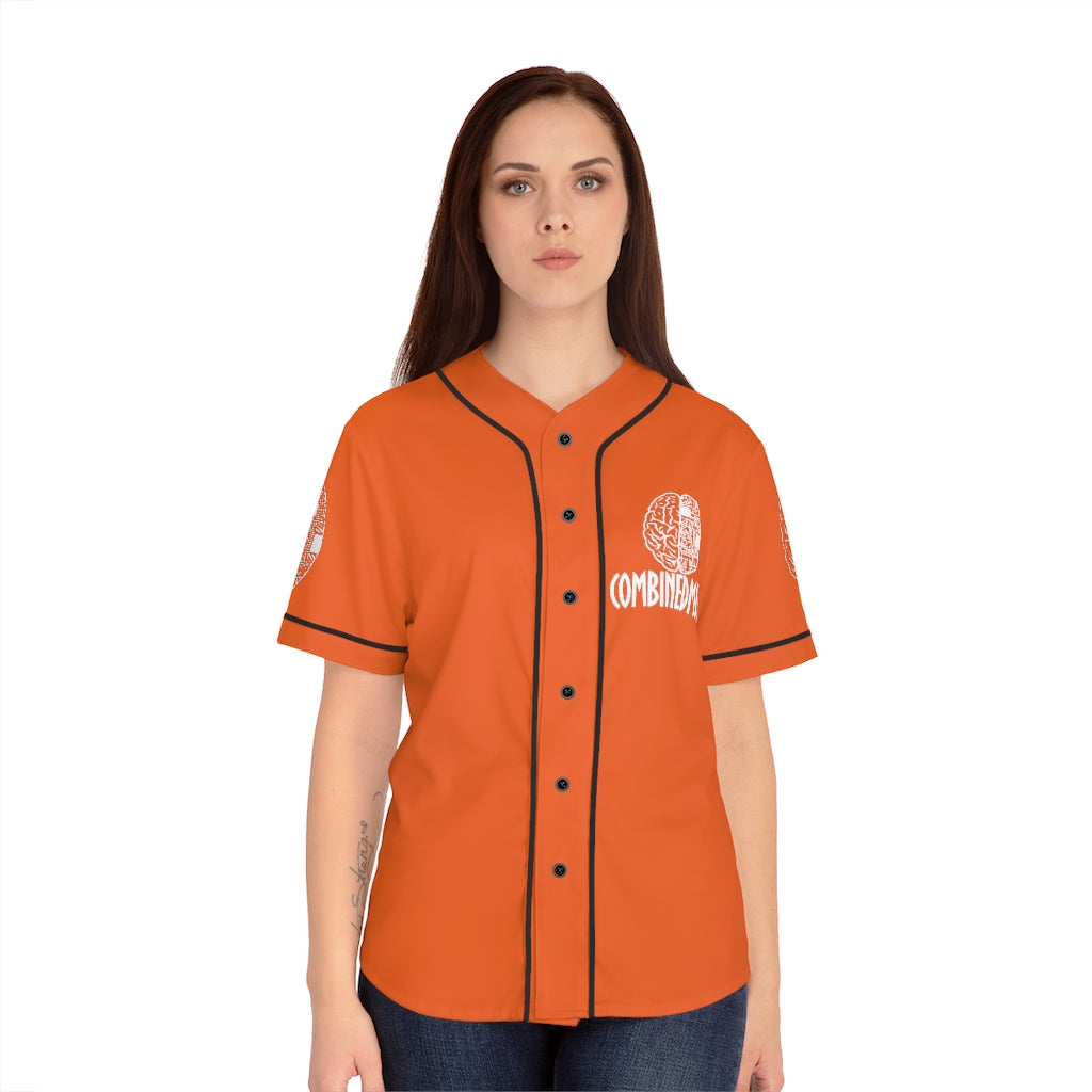 CombinedMinds Women's Baseball Jersey - White Logo Orange