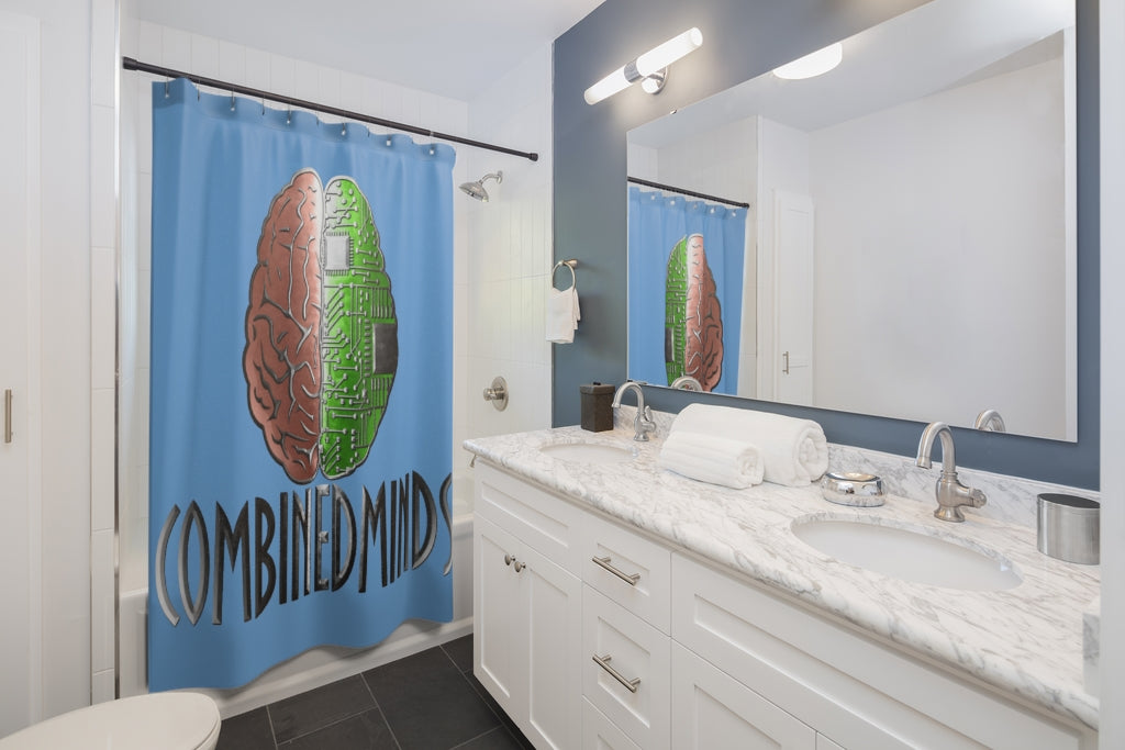 CombinedMinds Shower Curtains - Color Logo Light Blue
