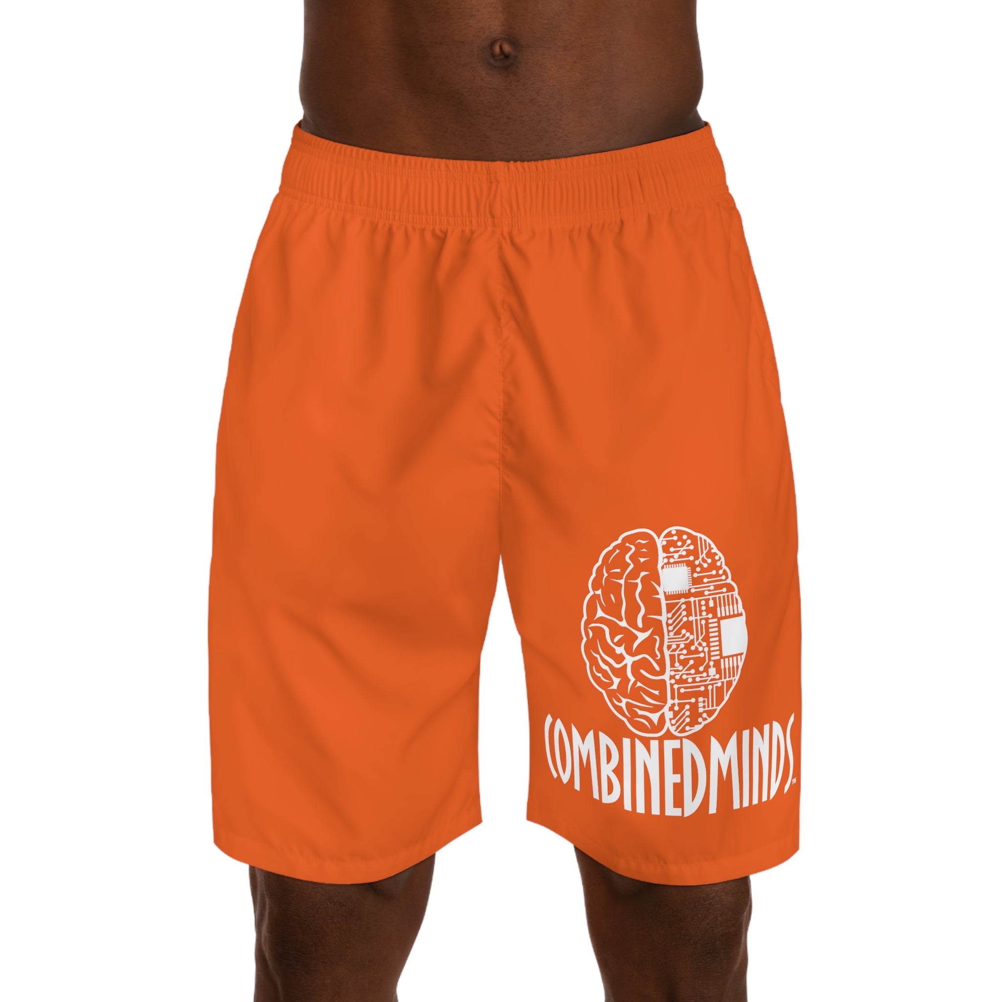 CombinedMinds Men's Jogger Shorts Orange/White Logo