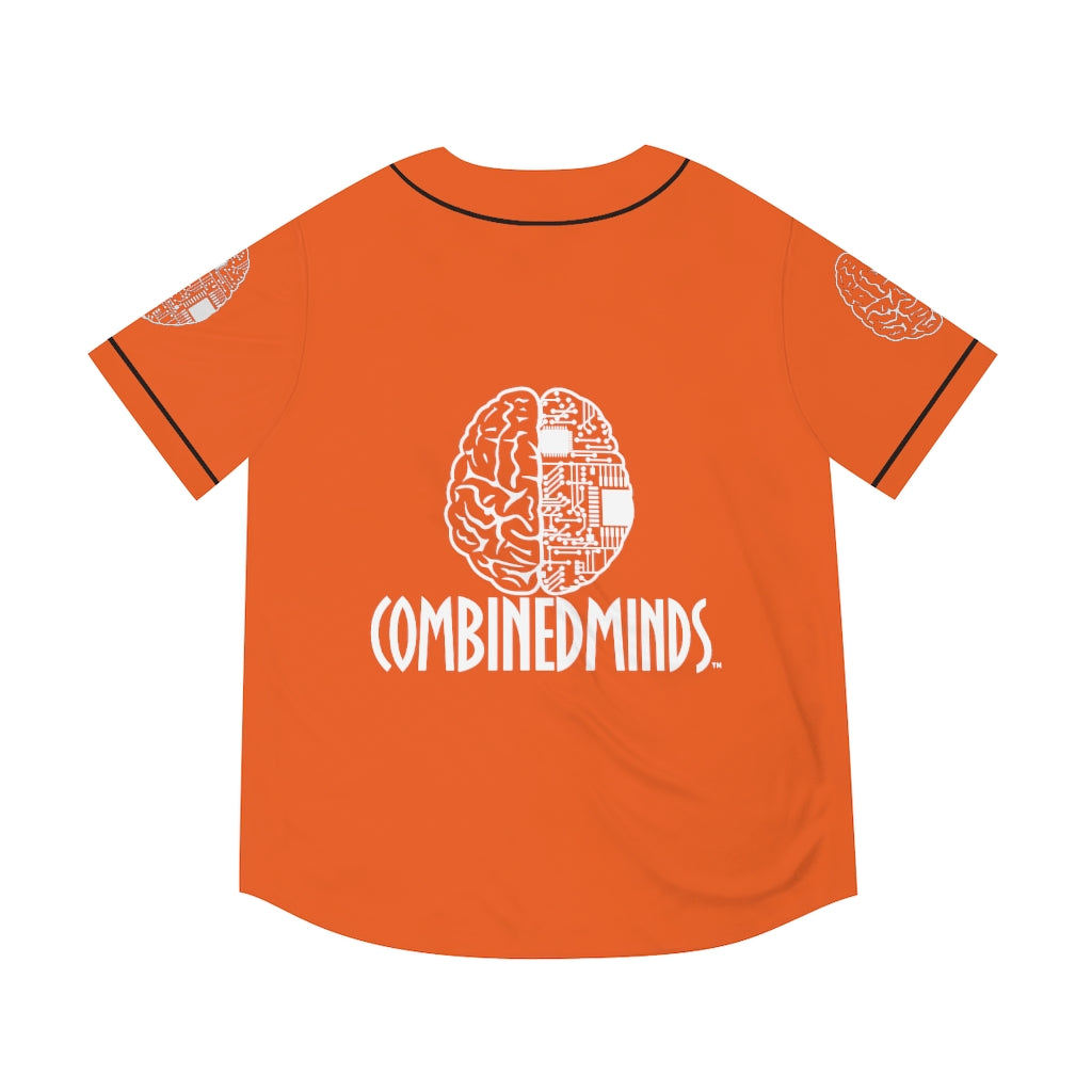CombinedMinds Men's Baseball Jersey - White Logo Orange