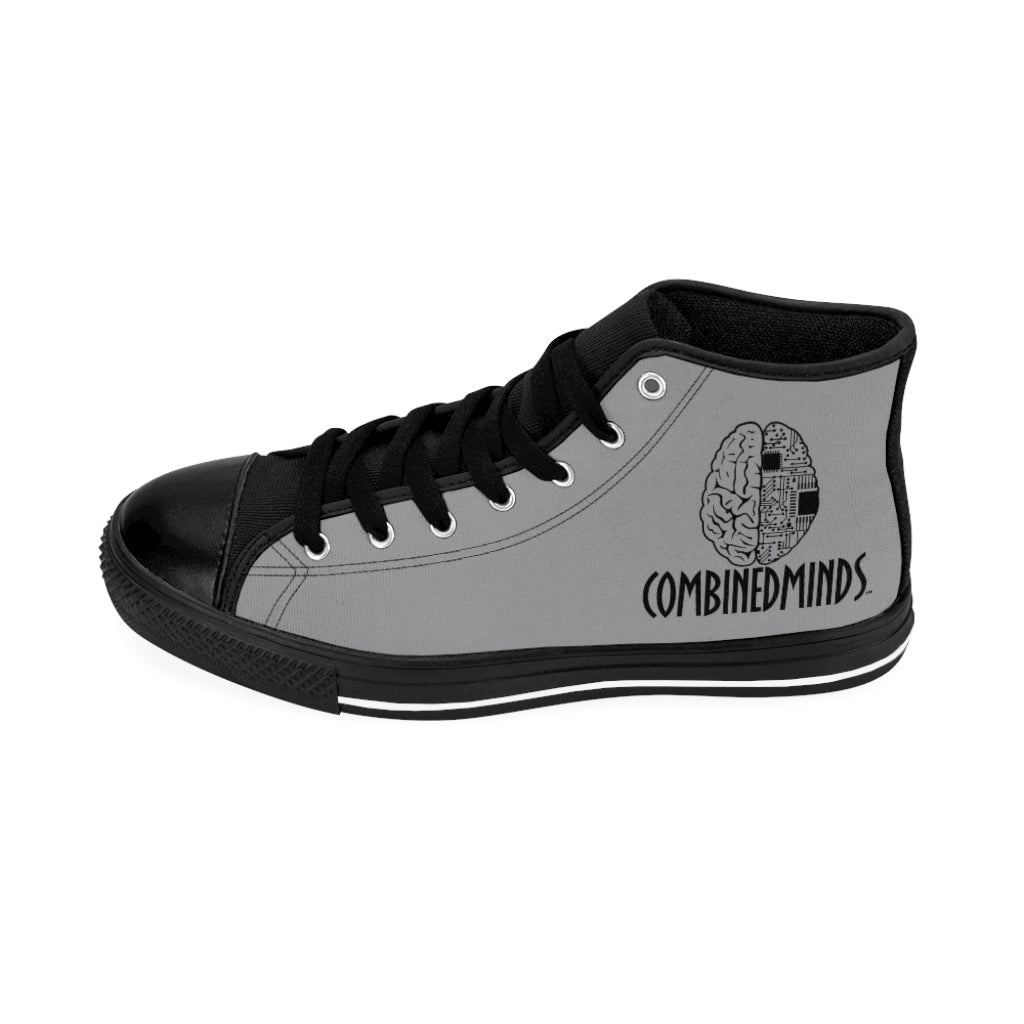 CombinedMinds Men's High-top Sneakers- Grey Black Logo