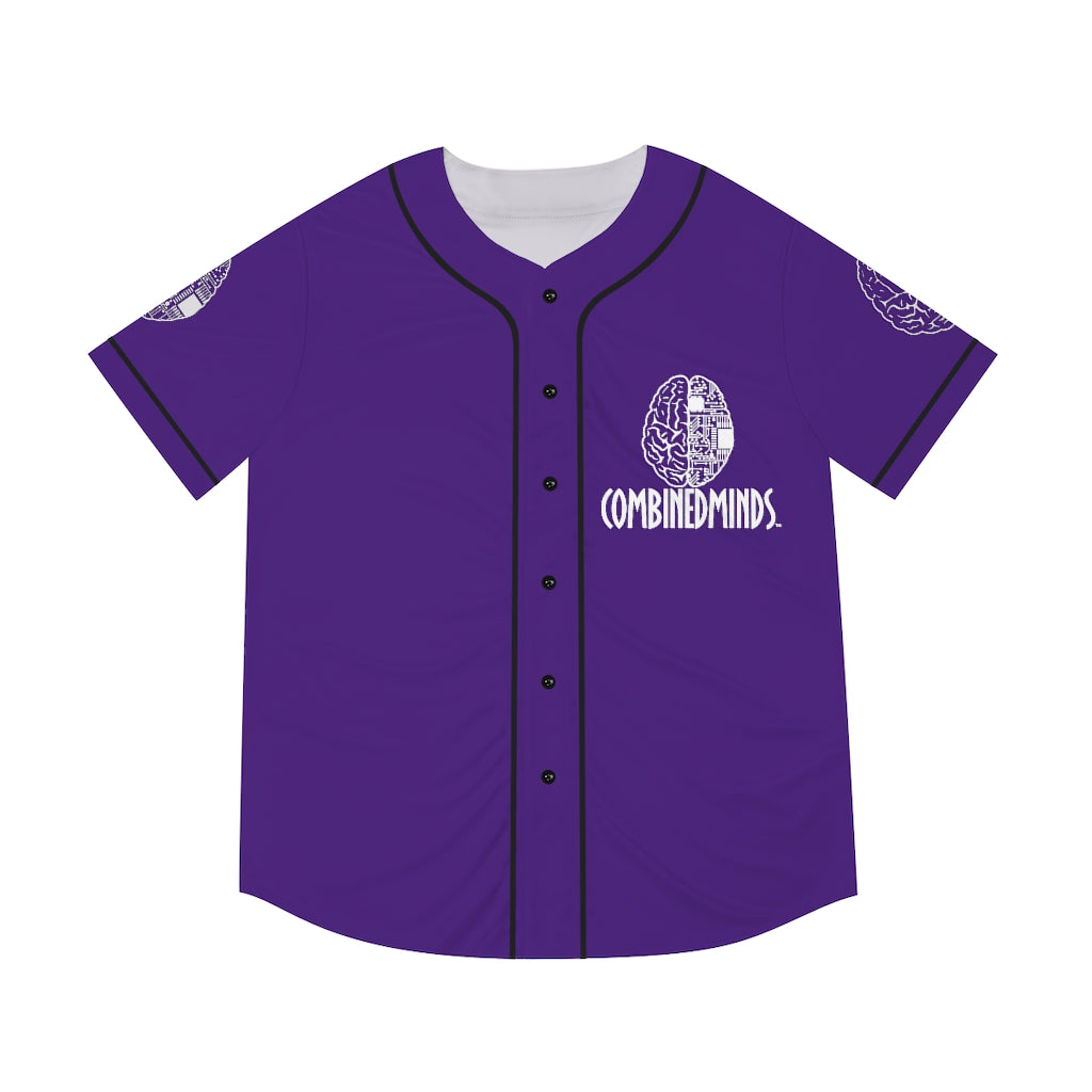 CombinedMinds Men's Baseball Jersey - White Logo Purple