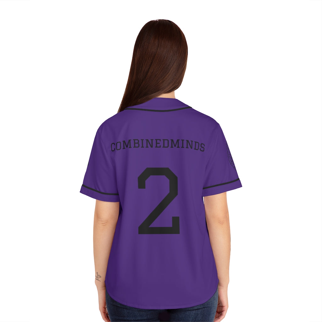 CombinedMinds Women's Baseball Jersey - Black Logo Purple