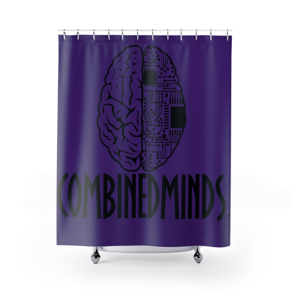 CombinedMinds Shower Curtains - Black Logo Purple