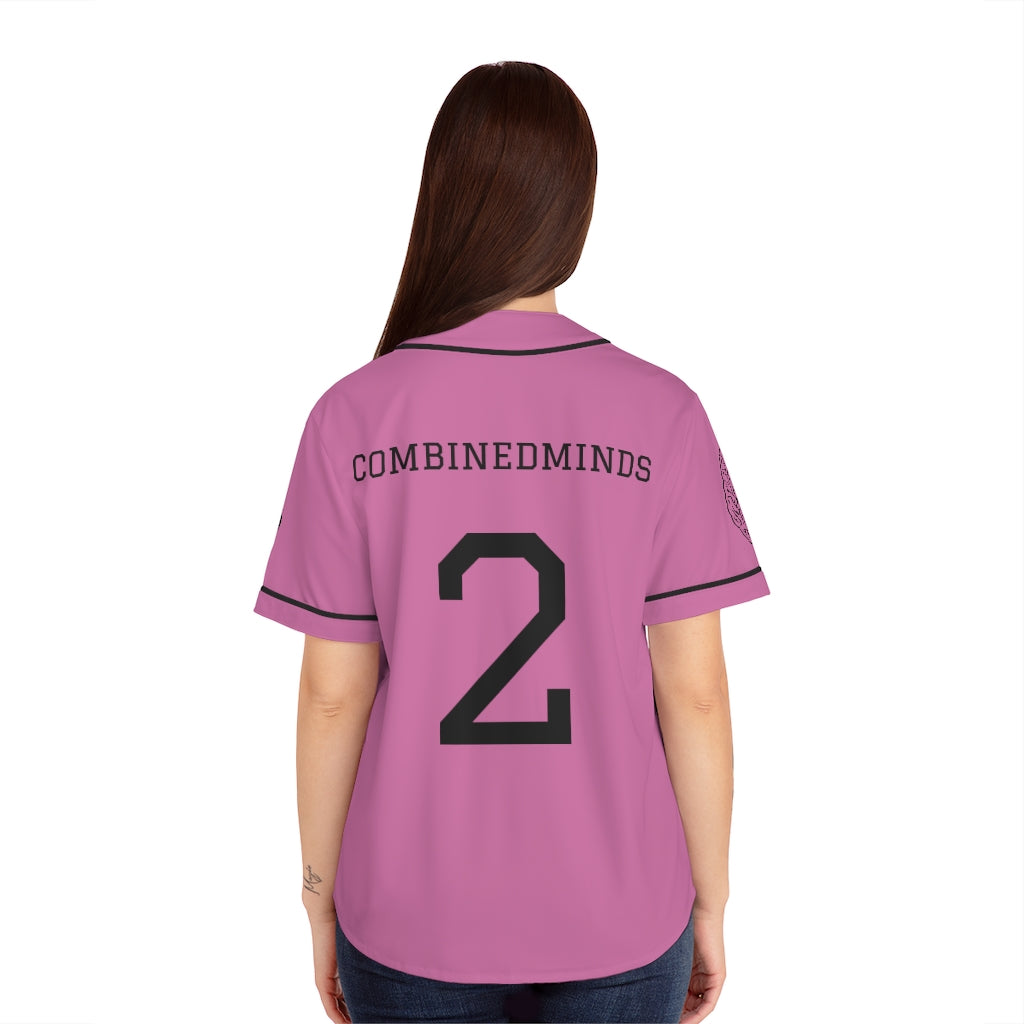 CombinedMinds Women's Baseball Jersey - Black Logo Light Pink