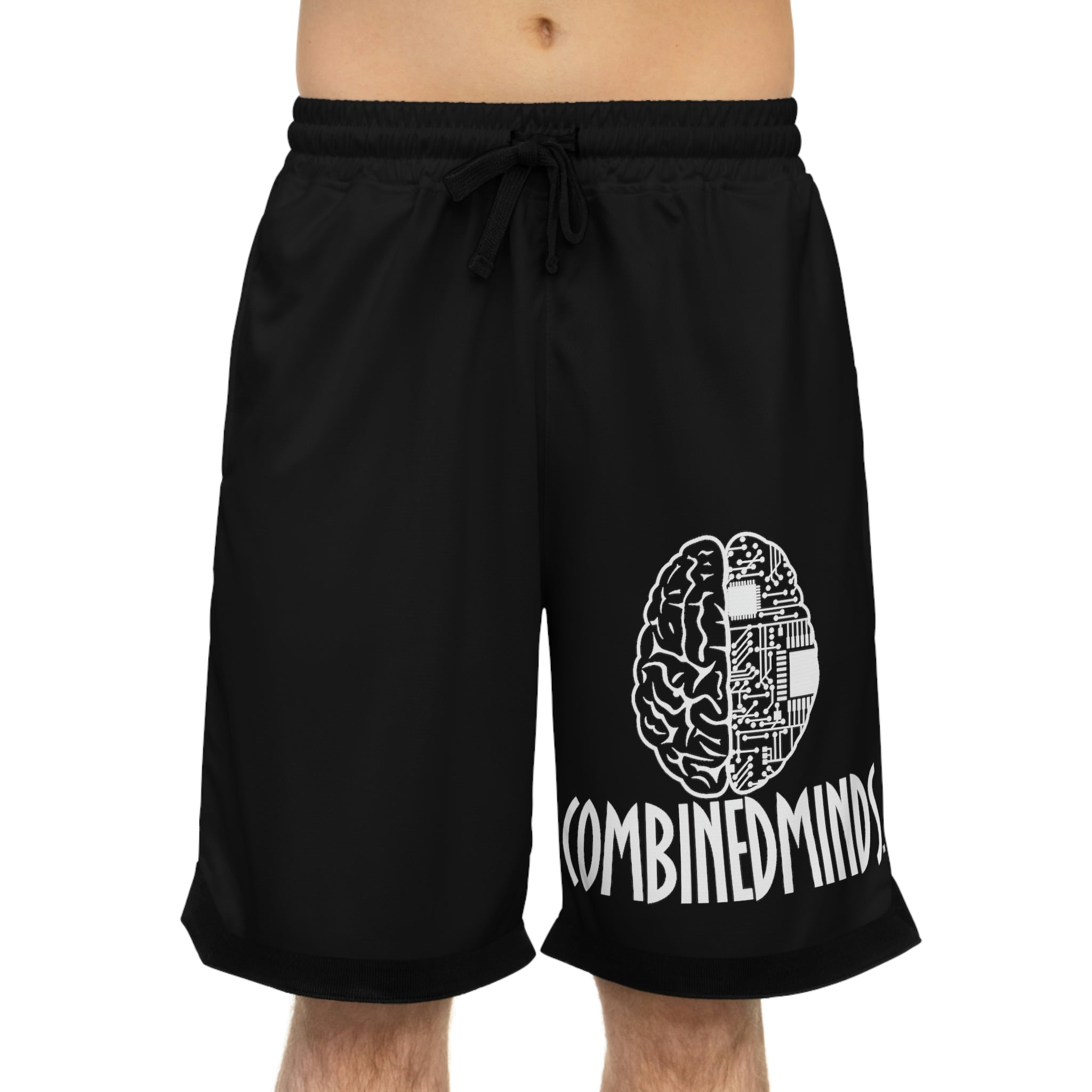 Combinedminds Basketball Shorts Black White Logo