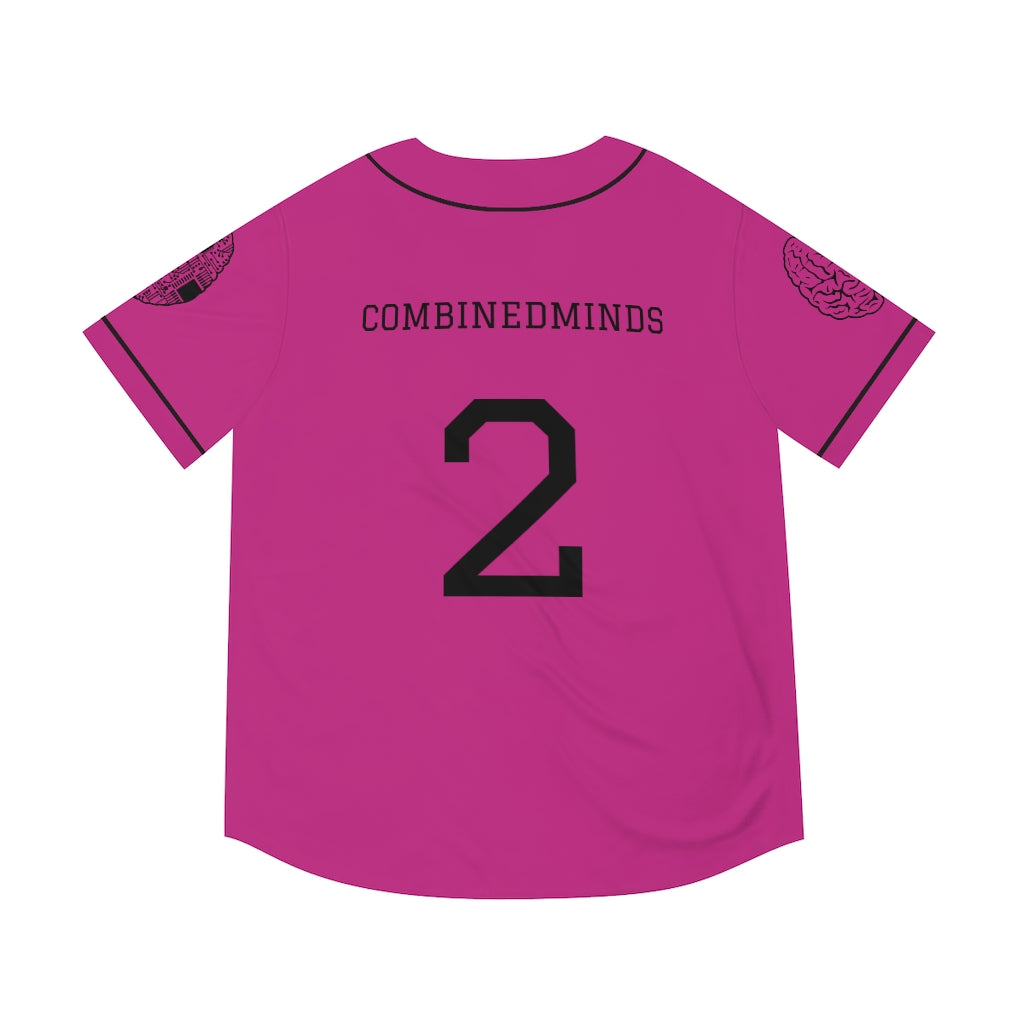 CombinedMinds Men's Baseball Jersey - Black Logo Pink