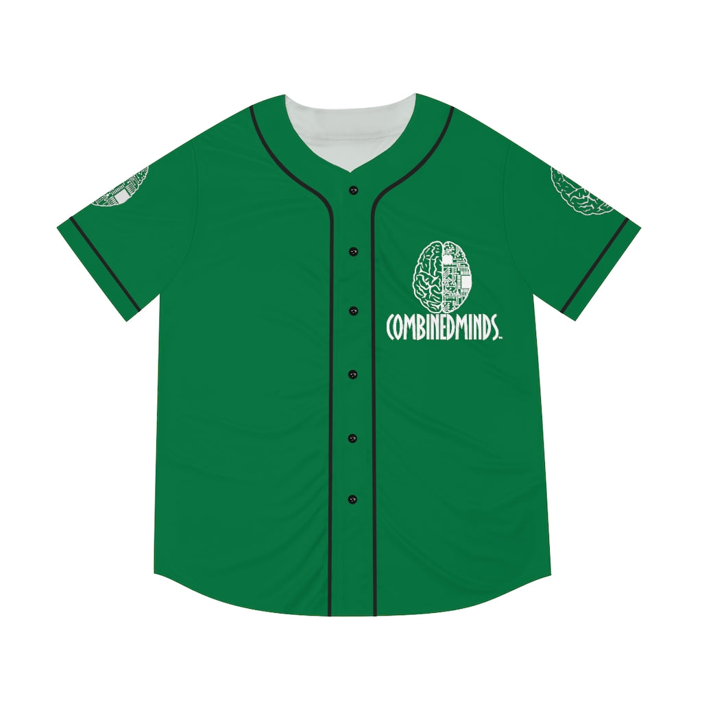 CombinedMinds Men's Baseball Jersey - White Logo Dark Green