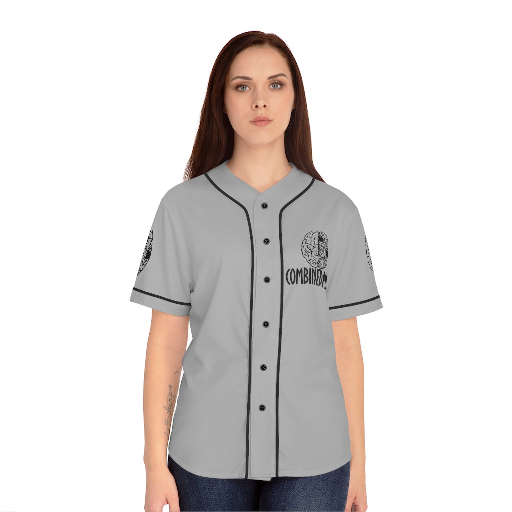 CombinedMinds Women's Baseball Jersey - Black Logo Light Grey