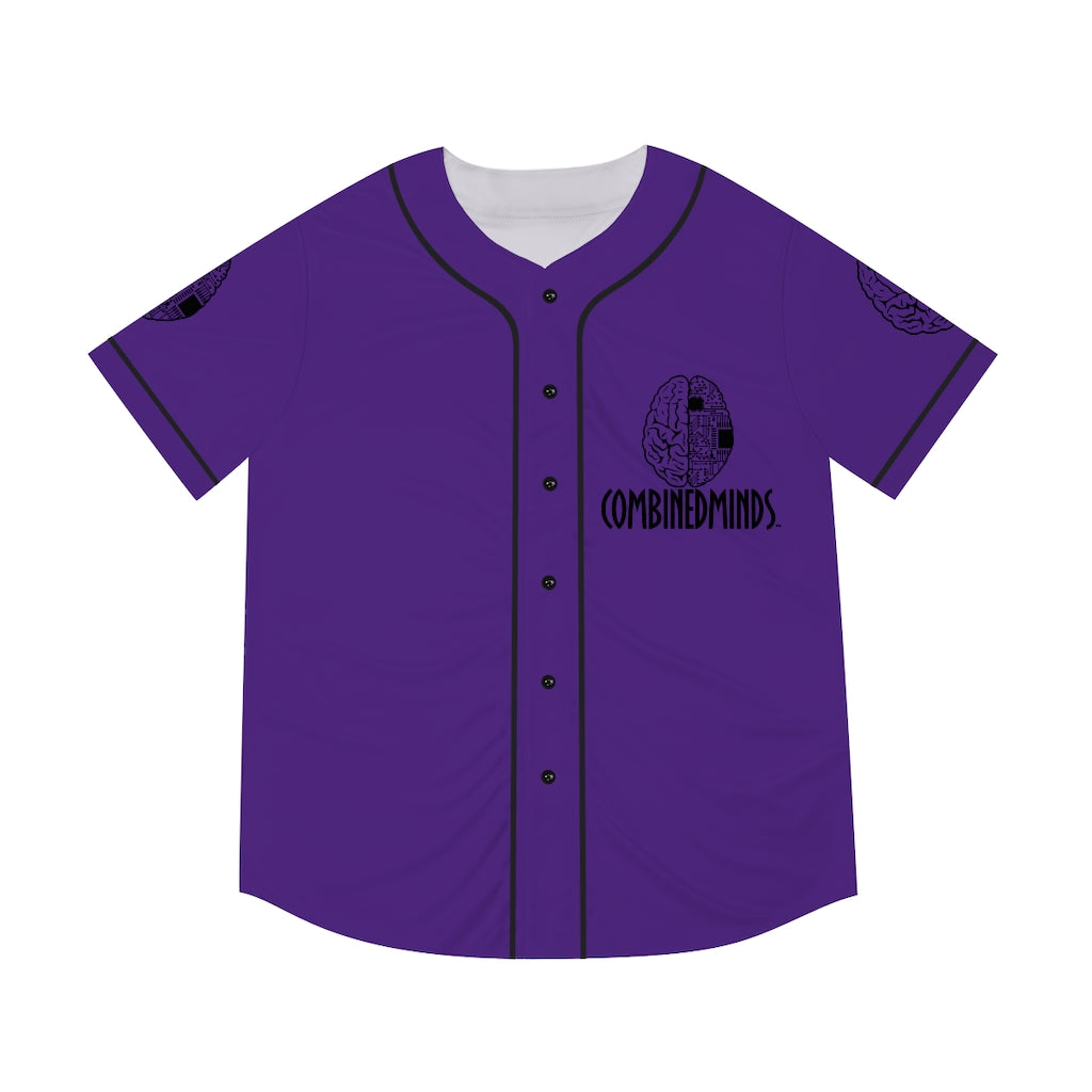 CombinedMinds Men's Baseball Jersey - Black Logo Purple