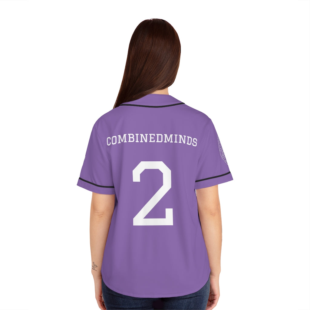 CombinedMinds Women's Baseball Jersey - White Logo Light Purple