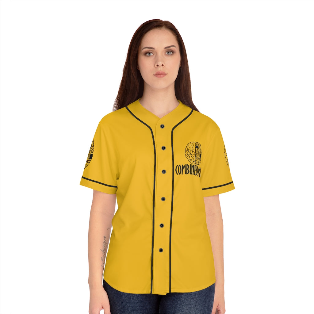 CombinedMinds Women's Baseball Jersey - Black Logo Yellow