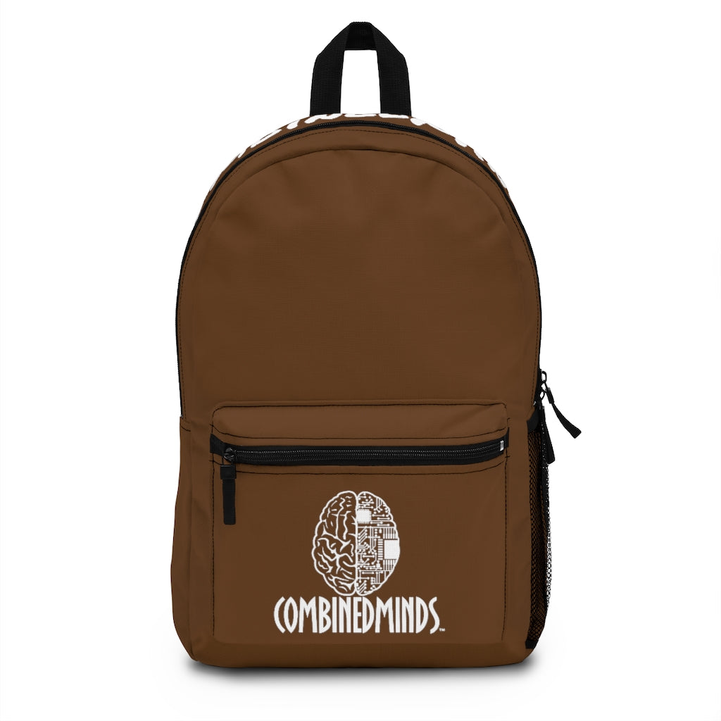 CombinedMinds Backpack - Dark Brown White Logo
