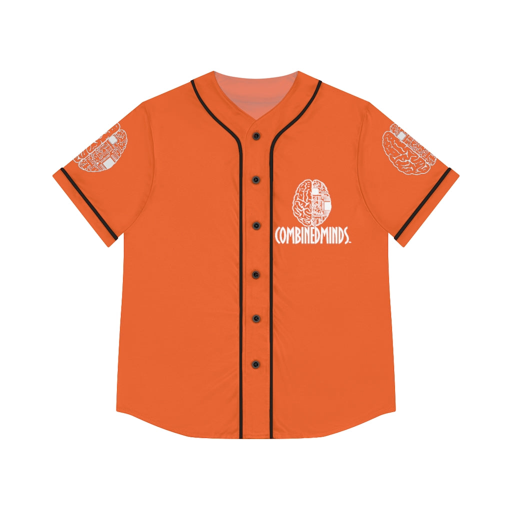 CombinedMinds Women's Baseball Jersey - White Logo Orange