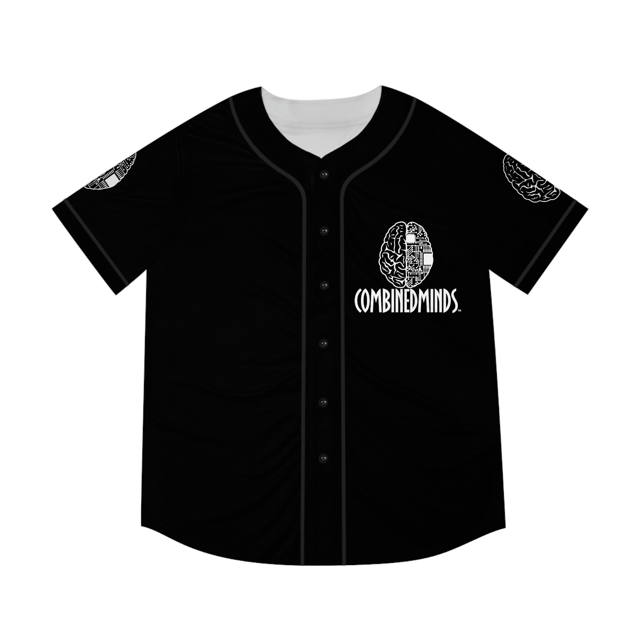 CombinedMinds Men's Baseball Jersey - White Logo Black