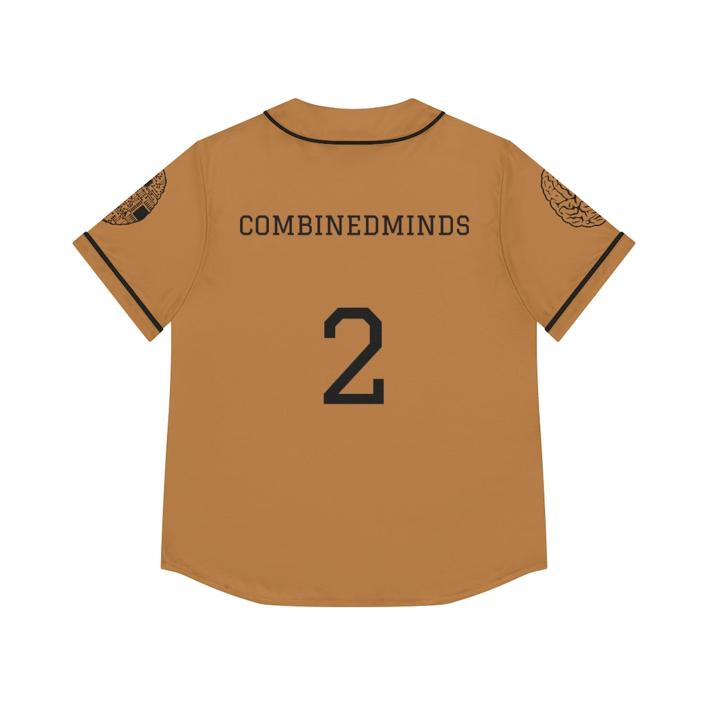 CombinedMinds Women's Baseball Jersey - Black Logo Light Brown