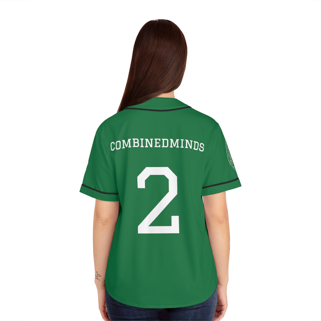 CombinedMinds Women's Baseball Jersey - White Logo Dark Green