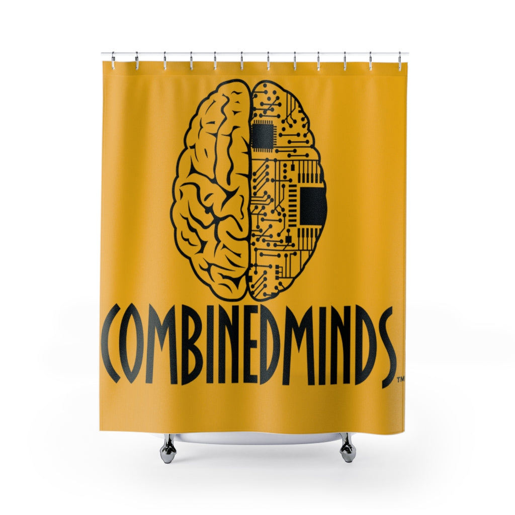 CombinedMinds Shower Curtains - Black Logo Yellow