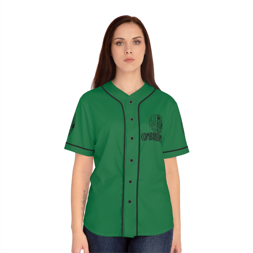 CombinedMinds Women's Baseball Jersey - Black Logo Dark Green