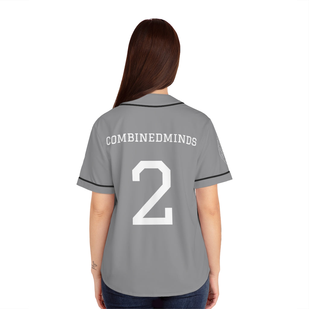 CombinedMinds Women's Baseball Jersey - White Logo Grey