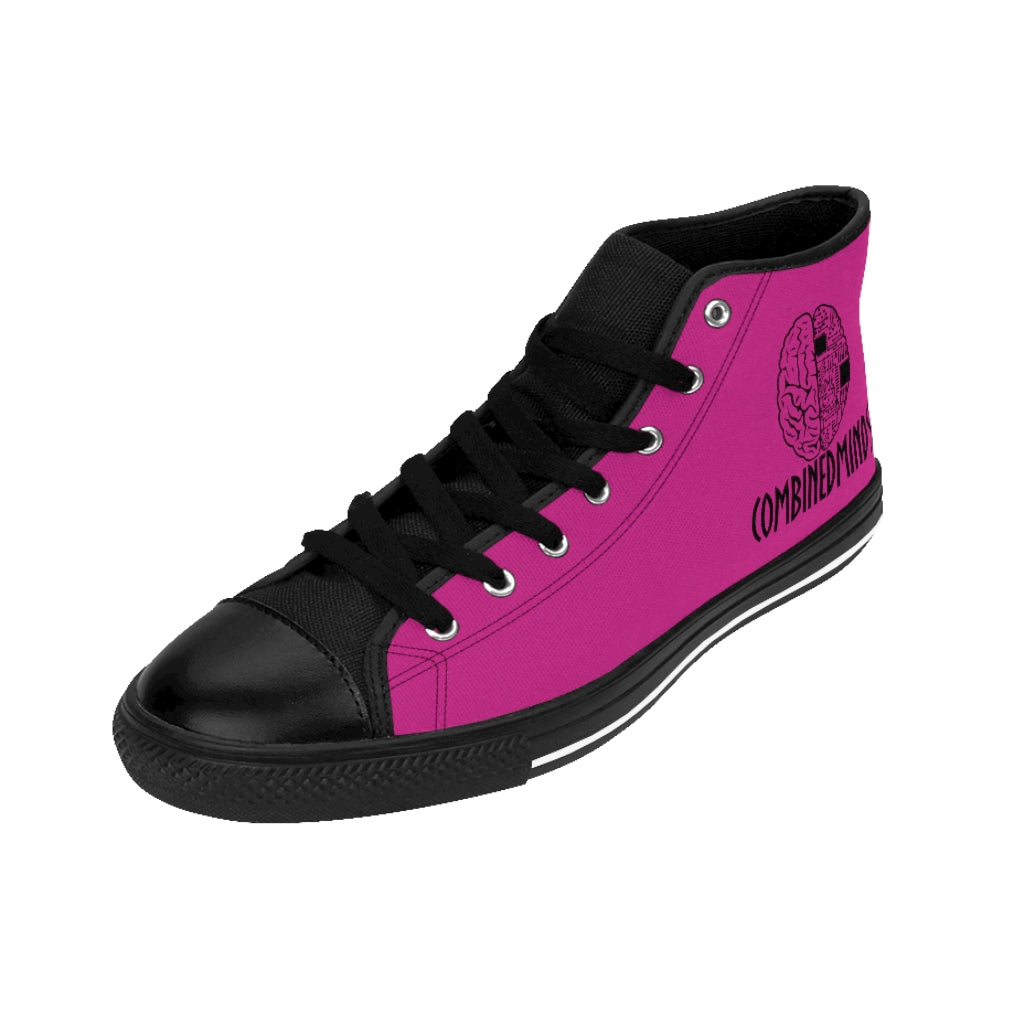 CombinedMinds Men's High-top Sneakers- Pink Black Logo