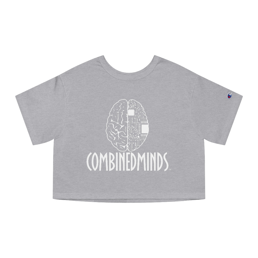 CombinedMinds Champion Women's Heritage Cropped T-Shirt White Logo