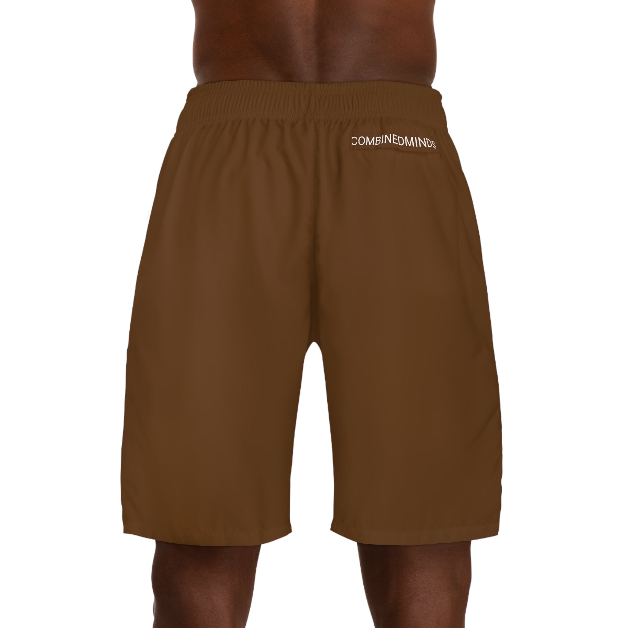CombinedMinds Men's Jogger Shorts Brown/White Logo