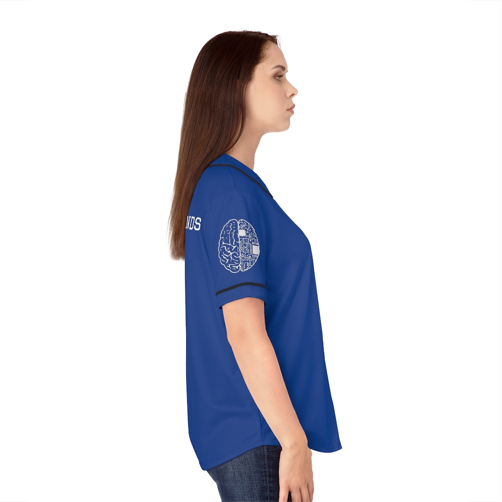 CombinedMinds Women's Baseball Jersey - White Logo Royal Blue