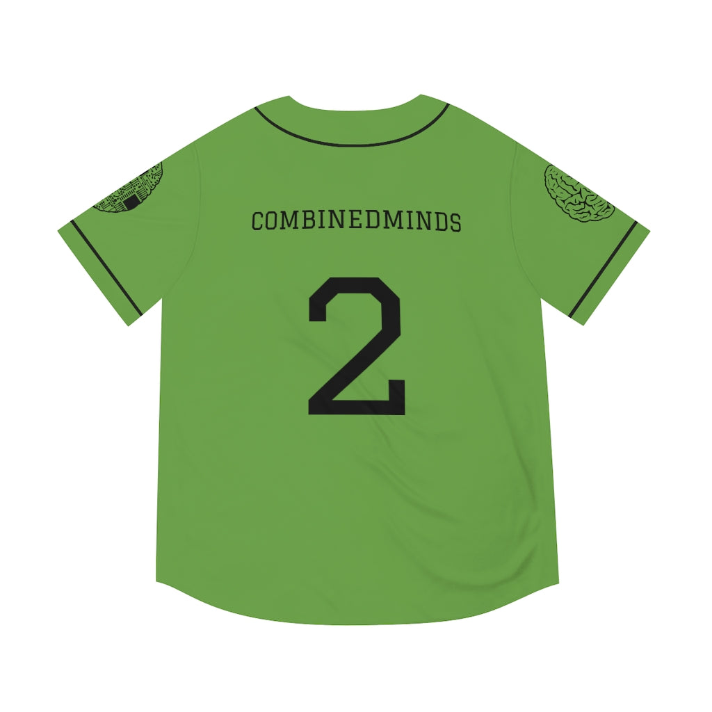 CombinedMinds Men's Baseball Jersey - Black Logo Green