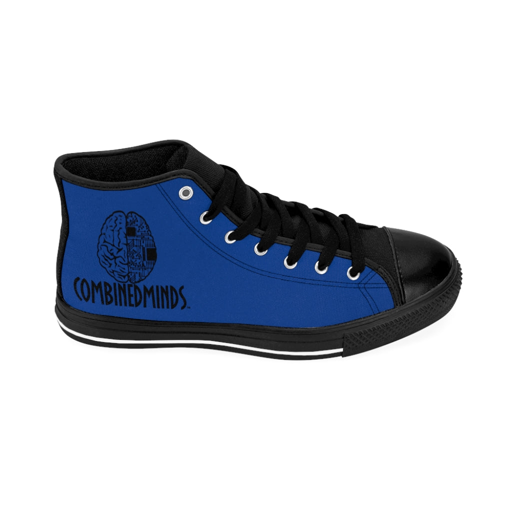 CombinedMinds Men's High-top Sneakers- Royal Blue Black Logo