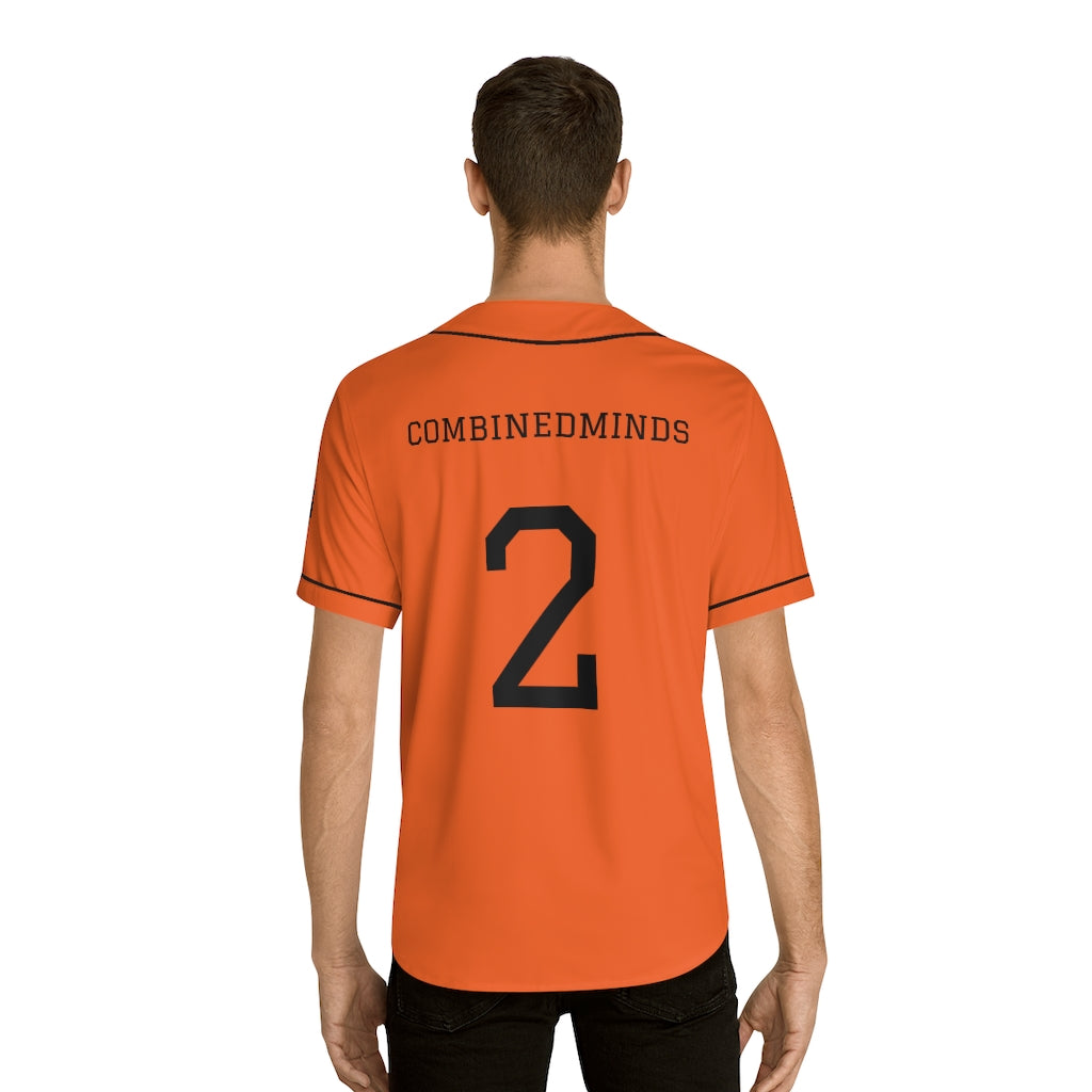 CombinedMinds Men's Baseball Jersey - Black Logo Orange