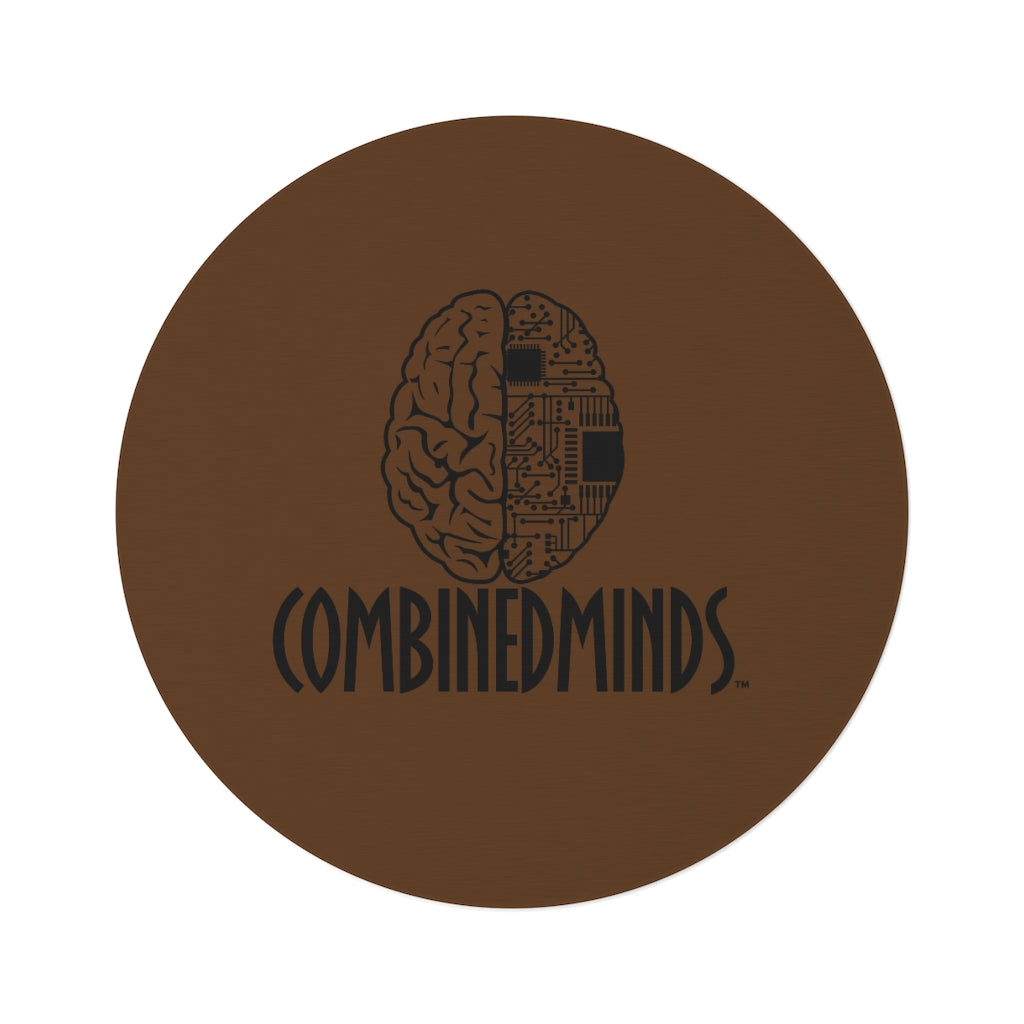 CombinedMinds Round Rug - Brown/Black Logo