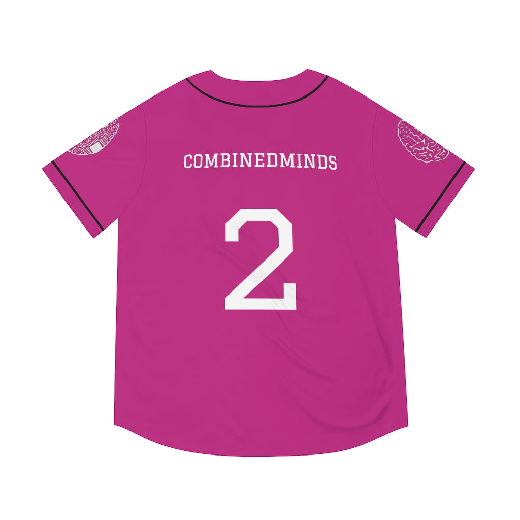CombinedMinds Men's Baseball Jersey - White Logo Pink