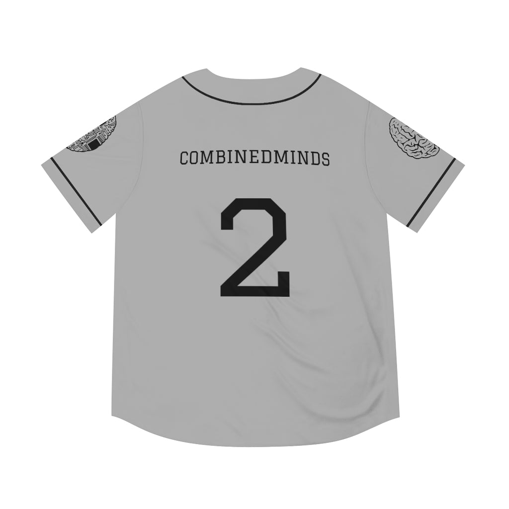 CombinedMinds Men's Baseball Jersey - Black Logo Light Grey