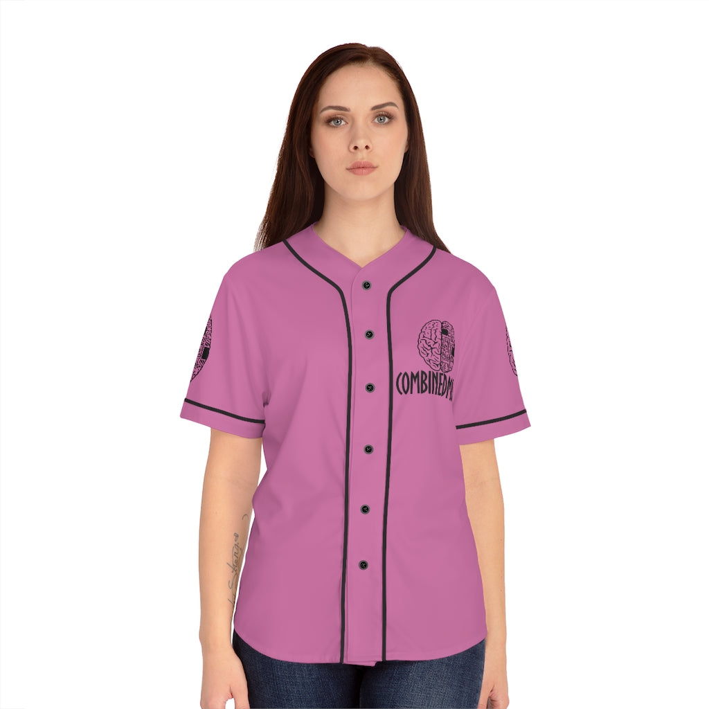 CombinedMinds Women's Baseball Jersey - Black Logo Light Pink
