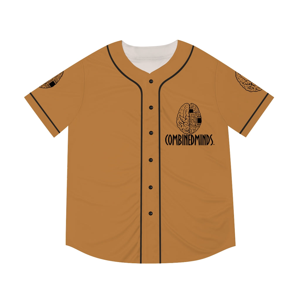 CombinedMinds Men's Baseball Jersey - Black Logo Light Brown