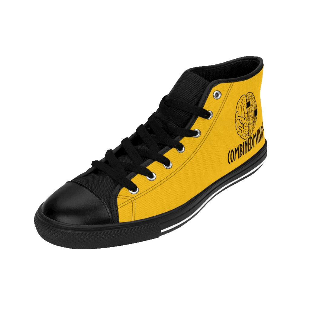 CombinedMinds Men's High-top Sneakers- Yellow Black Logo