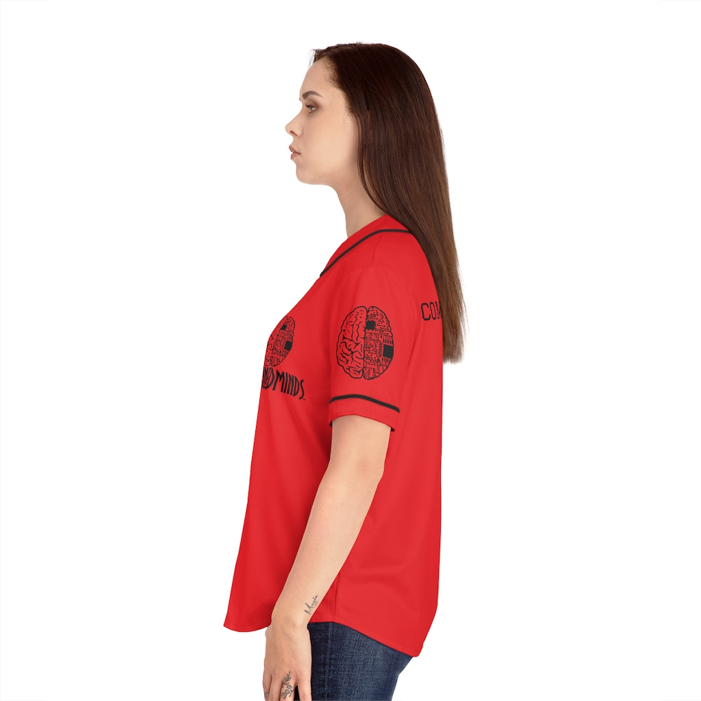 CombinedMinds Women's Baseball Jersey - Black Logo Red