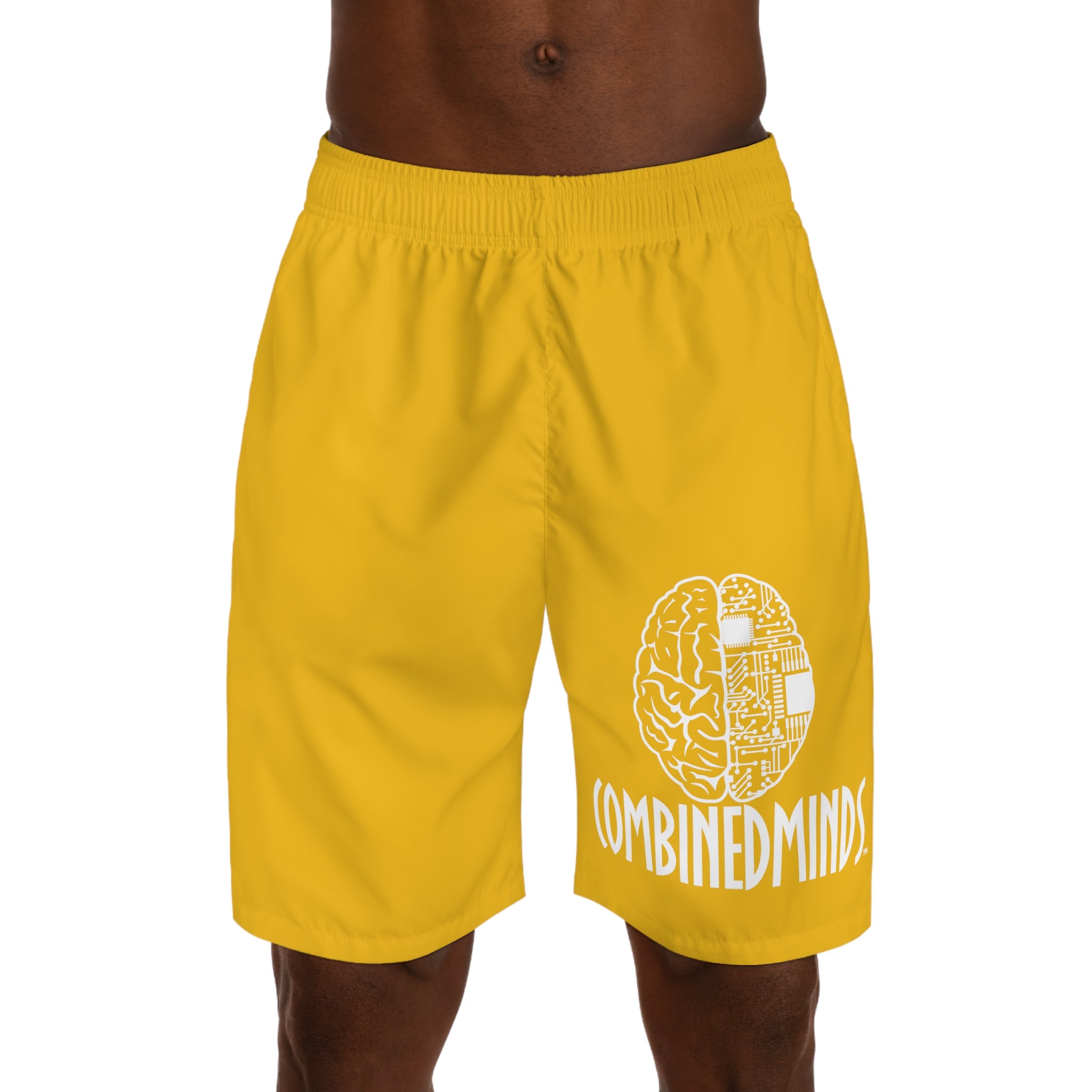 CombinedMinds Men's Jogger Shorts Yellow/White Logo