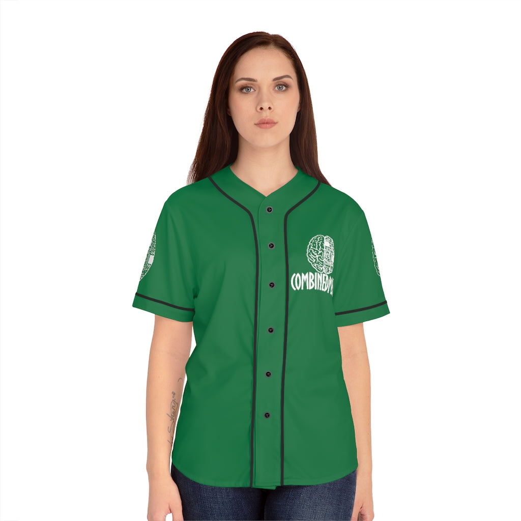 CombinedMinds Women's Baseball Jersey - White Logo Dark Green