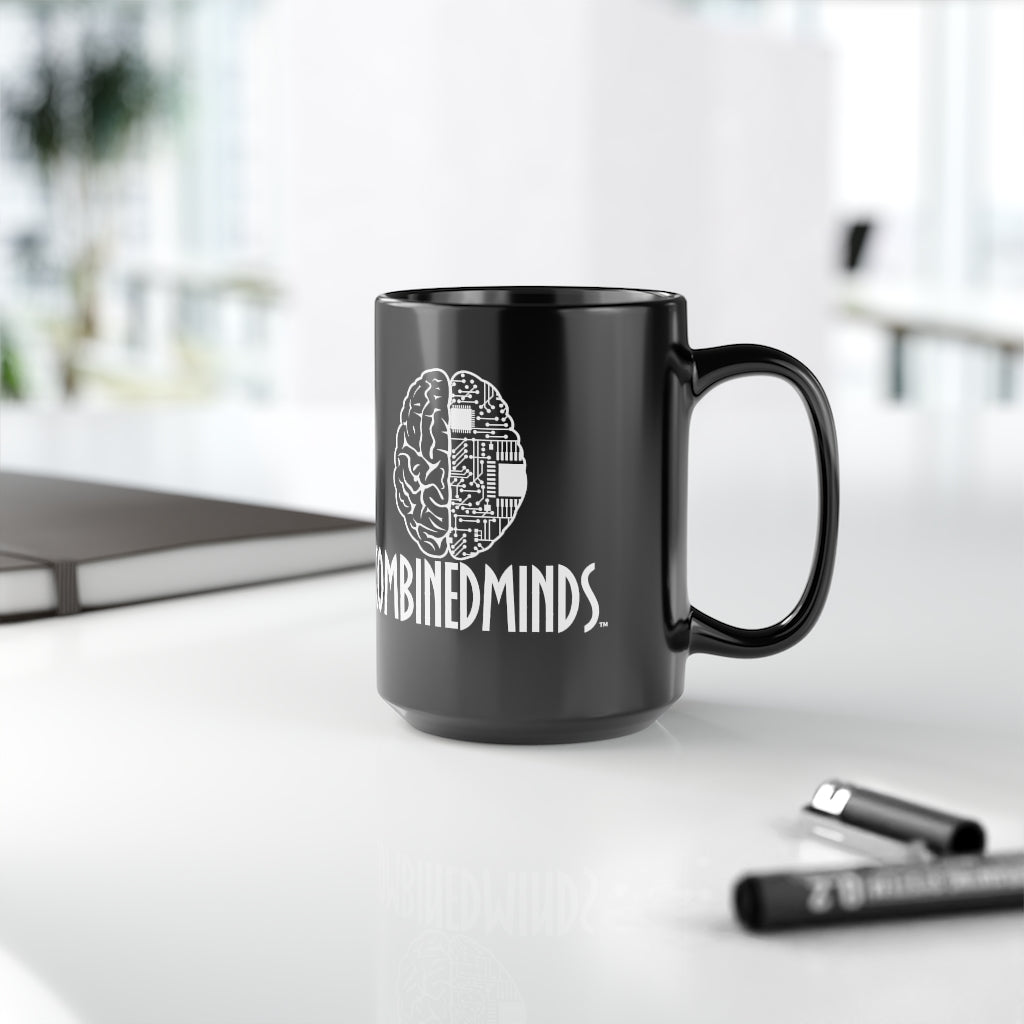 CombinedMinds Black Mug, 15oz - White Logo