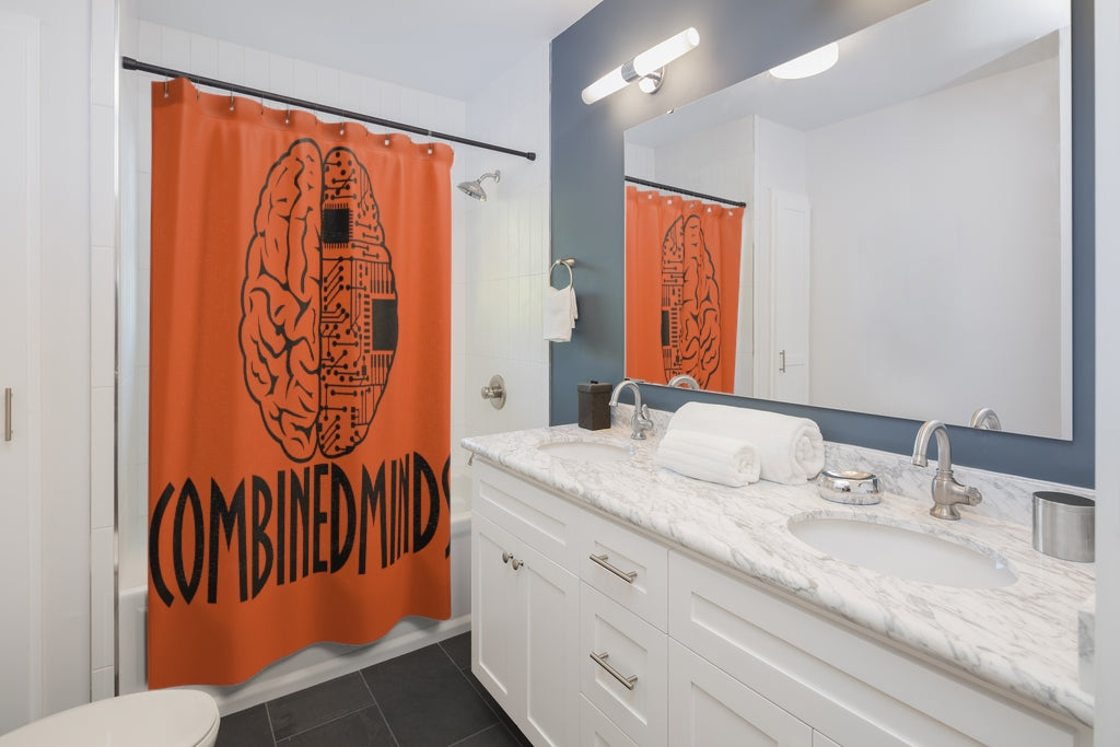 CombinedMinds Shower Curtains - Black Logo Orange